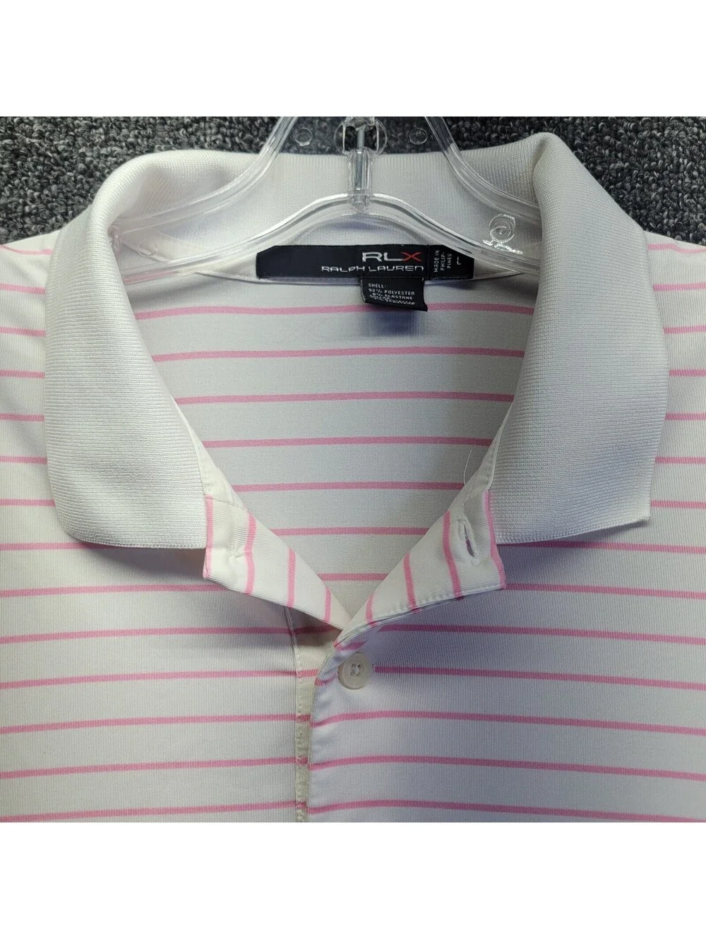 Polo Ralph Lauren RLX Golf Shirt Men's Sz L Pink Striped Performance Poly